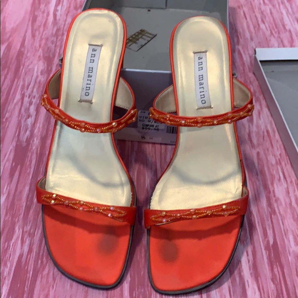Ann Marino Beaded 2.5 Inch Heels, size 8, Orange